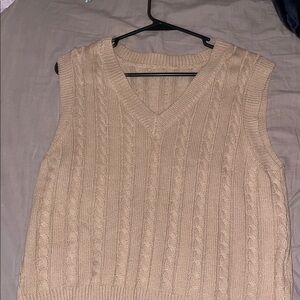 Cable Knit Sweater Vest - Tan